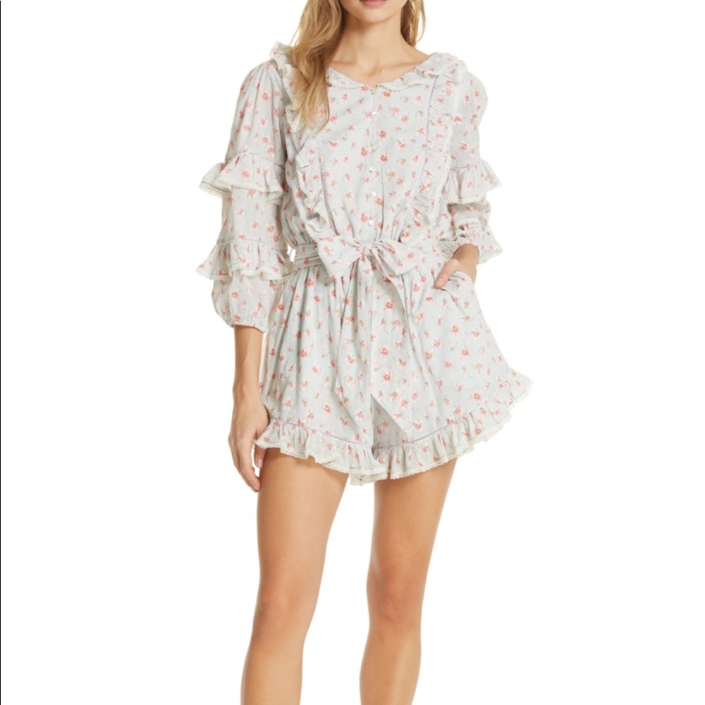 New Love Sam Floral Print Ruffle Romper size S